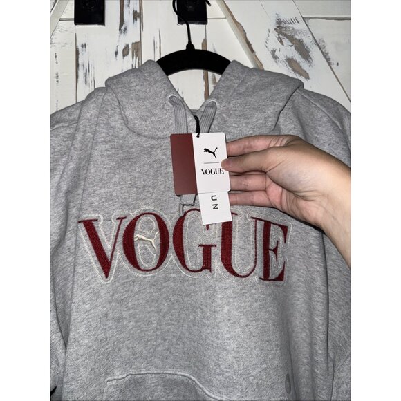 Puma X Vogue Hoodie Unisex Logo Embroidered Heather Gray Style : 536691 NWT - Picture 9 of 12